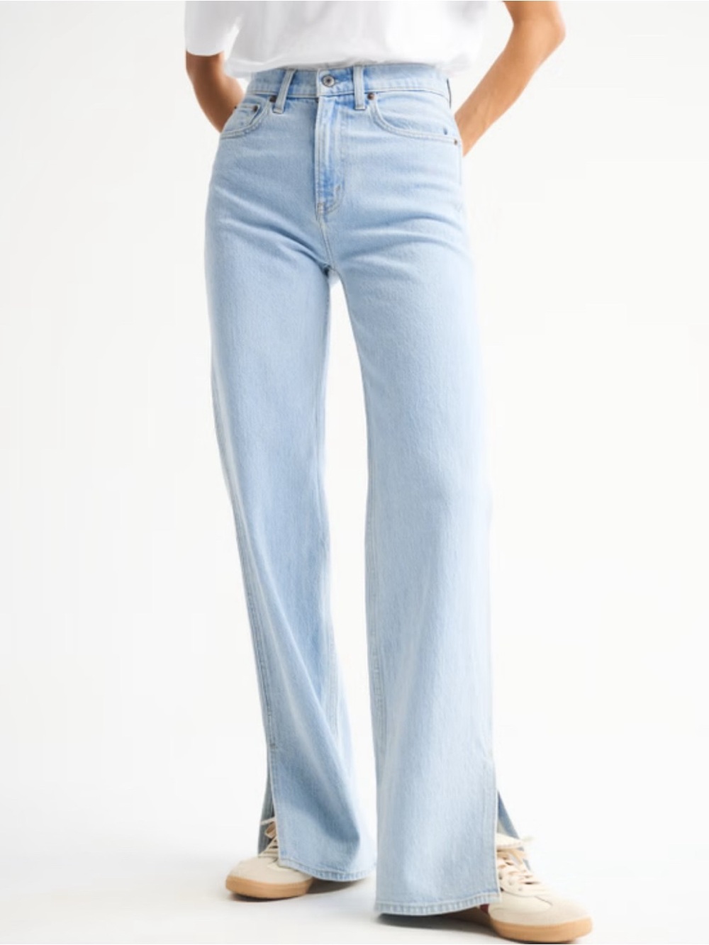 Abercrombie & Fitch High Rise 90s Relaxed Split-Vent Hem Jean LIGHT VENT HEM 28
